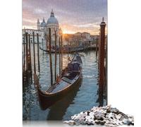 Puzzle Gondola al tramonto a Venezia, immagini personalizzabili, puzzle in cartone riciclato al 100% per adulti, regalo di Natale unico, 1000 pezzi (38x26 cm)