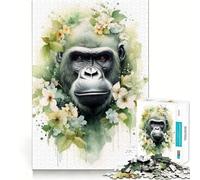 Puzzle Gorilla ad Acquerello da 1000 pezzi,divertente per sviluppare la memoria,con bordi lisci e incastri perfetti,un modo divertente per riempire le ore vuote (38x26cm)