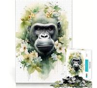 Puzzle Gorilla ad Acquerello da 1000 pezzi,gioco cognitivo divertente,taglio di alta precisione, alleviare lo stress (50x75cm)