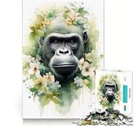 Puzzle Gorilla ad acquerello per ragazzi,1000 pezzi,stimolante per la mente,divertente,con componenti robusti e ben definiti,un'attività di gruppo emozionante (38x52cm)