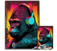 Puzzle Gorilla con Cuffie, 1000 Pezzi, Puzzle Impossibile per Adulti, Perfetto per Regali di Compleanno, Natale e Halloween, 26X38CM/10,23x14,96 pollici