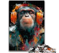 Puzzle Gorilla con cuffie per adolescenti 1000 pezzi, aiuta il cervello ad allenarsi Giocattoli avvincenti per coltivare la pazienza Adatto alle coppie (38x26cm)