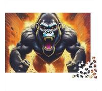 Puzzle Gorilla Ritratto Feroce 1000 Pezzi Cartone Robusto Liscio Tempo Tranquillo Hobby Viaggio Vacanza per Adulti Coppie Principianti 52x38cm/1000 pezzi