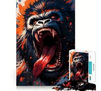 Puzzle "Gorilla ruggente con dettagli arancioni" per ragazzi, 1000 pezzi, gioco di logica e abilità, rilassante, taglio preciso, regalo perfetto (38x52cm)