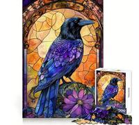 Puzzle gotico a vetrata con corvo per adulti, 1000 pezzi, gioco di logica mentale, rilassante e divertente, taglio solido, calda sorpresa (50x75cm)