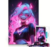 Puzzle gotico rosa neon per adolescenti, 1000 pezzi, gioco per allenare la mente, design rilassante, assemblaggio, sorpresa di Natale (38x26cm)