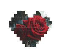 Puzzle gotico stampato con rose da 10,8 x 12,8 cm, puzzle a forma di cuore impegnativo gioco per adulti, divertente decorazione decorativa da parete