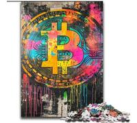 Puzzle Graffiti Bitcoin per adulti e adolescenti, giocattoli educativi per l'apprendimento, giochi per famiglie con poster abbinato e foglio di quiz (26x38cm)