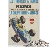 Puzzle Grand Prix Reims, decorazione unica per la casa, puzzle in cartone riciclato al 100% per bambini o bambine, regali di Halloween, 1000 pezzi (75x50 cm)