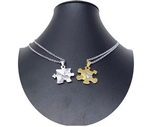 Puzzle Grande Arge Oro Ciondolo Spezzato 2x Collana Acciaio Uomo Donna Amici A25