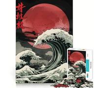 Puzzle "Grande Onda della Luna Rossa" per ragazzi, 1000 pezzi, gioco di logica, lento, divertente, taglio perfetto, sorpresa di compleanno (38x52cm)