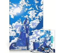 Puzzle "Grattacielo di New York sotto un cielo blu" per ragazzi, 1000 pezzi, gioco intelligente per tutta la famiglia, assemblaggio con motivo, desiderio di Babbo Natale (38x26cm)