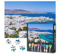 Puzzle Grecia per adulti - 1000 puzzle per adulti 27,5 x 19,7 pollici, città di Mykonos, arte, gioco di puzzle difficile e stimolante per la decorazione della parete del soggiorno