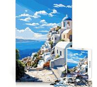Puzzle "Grecia Tranquilla" in Pixel Art per Adolescenti,1000 Pezzi,Allenamento Intelligente,Tempo Libero,Fuga,Taglio Perfetto,Arte,Regalo di Natale (38x26cm)