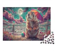 Puzzle Groundhog with Umbrella Moonlit Beach 1000 Pezzi Per Adulti Wildlife - Rilassamento Di Giochi, Gioco Familiare, Pratica Parete Da Decorazione E Regalo 70x50cm/1000pcs