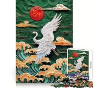 Puzzle "Gru in volo sopra onde dorate" da 1000 pezzi per ragazzi, gioco di logica, ideale per momenti di relax, con taglio preciso e pezzo da collezione (38x26cm)