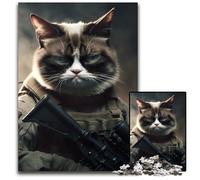 Puzzle Grumpy Cat Army Portrait da 1000 pezzi per adulti. Puzzle per adulti. Regalo perfetto per genitori, amanti e amici. Età 14+. Dimensioni: 50x75CM/19,68x29,52 pollici.
