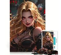 Puzzle "Guerriera bionda dagli occhi rossi" per adolescenti, 1000 pezzi, stimola la memoria, rilassante e divertente, taglio di alta qualità, regalo elegante (38x52cm)