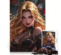 Puzzle "Guerriera bionda dagli occhi rossi" per adolescenti, 1000 pezzi, stimola la memoria, rilassante e divertente, taglio di alta qualità, regalo elegante (38x52cm)