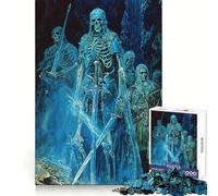 Puzzle "Guerrieri scheletrici in una caverna" da 1000 pezzi per ragazzi, ideale per migliorare la memoria, per un relax divertente e per una collezione di opere d'arte dai tagli netti 38x26cm