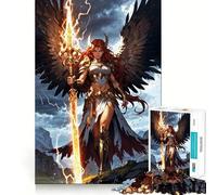 Puzzle "Guerriero angelico con bastone fulmineo" per ragazzi,1000 pezzi,gioco di memoria divertente,superficie liscia e senza sbavature,regalo di compleanno,rompicapo (50x75cm)