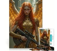 Puzzle "Guerriero angelico con fucile" da 1000 pezzi,gioco di abilità mentale,incastro stabile,parti che non si spostano,passatempo divertente per i lunghi weekend (50x75cm)