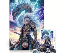 Puzzle Guerriero con Drago e Fulmine per Adulti 1000 Puzzle Esercizio Intelligente Divertimento Leggero Bordi Precisi Regalo per le Vacanze (50x75cm)