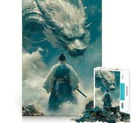 Puzzle "Guerriero contro drago nel cielo" con 1000 pezzi,gioco di concentrazione mentale,design a incastro preciso,sfida interattiva per il cervello per la casa (50x75cm)