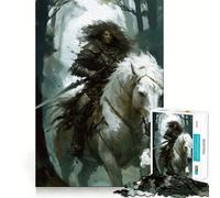 Puzzle Guerriero su Cavallo Bianco,1000 pezzi,gioco di concentrazione mentale,taglio di precisione,bordi lisci,gioco significativo per costruire connessioni (38x52cm)