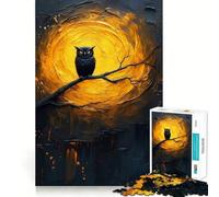 Puzzle "Gufo appollaiato su un ramo, luna piena" per adulti, 1000 pezzi, gioco per allenare la mente, rilassante e divertente, regalo per le vacanze (38x52cm)