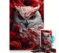 Puzzle Gufo Bianco tra i Fiori per Adulti,1000 Pezzi,Gioco di Memoria e Allenamento per la Mente,Taglio Preciso,Finitura Premium,Un Modo Coinvolgente per Trascorrere il Tempo Libero (50x75cm)