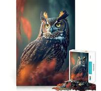 Puzzle "Gufo che guarda nella foresta" da 1000 pezzi per adolescenti, gioco cognitivo, passatempo rilassante, bordo premium, lista dei desideri di Babbo Natale (38x52cm)