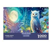 Puzzle Gufo da 1000 pezzi per adulti: Gufo in una scena festiva innevata Impossibile Difficile e educativo Decompressione 52x38 cm/1000 pezzi