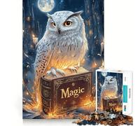 Puzzle Gufo delle nevi e libro magico per ragazzi, 1000 pezzi, gioco di logica, rilassante, taglio preciso, (38x26cm)