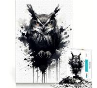 Puzzle Gufo in bianco e nero da 1000 pezzi per adulti, gioco cognitivo per momenti di condivisione, assemblaggio di modelli, idea regalo di Babbo Natale (38x52cm)