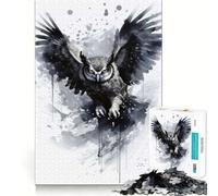 Puzzle Gufo in Bianco e Nero da 1000 pezzi per adulti, gioco di logica, divertente da giocare insieme, bordo premium, regalo elegante (50x75cm)