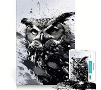 Puzzle Gufo in Bianco e Nero da 1000 Pezzi per Ragazzi, Gioco di Sviluppo della Mente, Divertimento Tranquillo, Design da Assemblare, (38x52cm)