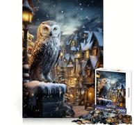 Puzzle Gufo Invernale da 1000 pezzi per adulti, per la chiarezza mentale, rilassante e divertente, con bordi sottili, regalo perfetto (50x75cm)