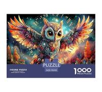 Puzzle Gufo Misterioso 1000 Pezzi Puzzle Fauna Selvatica per Adulti Puzzle Decorativi Gioco Educativo per Tutta la Famiglia, per Donne, Regali per Uomini Cartone 100% Riciclato 70x50cm/1000pz