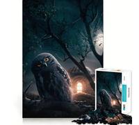 Puzzle Gufo mistico alla luna piena per adulti, 1000 pezzi, gioco per esercizi mentali, relax, design, assemblaggio, (38x26cm)