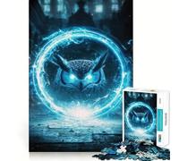 Puzzle "Gufo mistico con cerchio luminoso" per adulti, 1000 pezzi, gioco per la concentrazione e il relax, bordi netti, Babbo Natale, scegli il tuo desiderio (38x52cm)