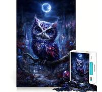 Puzzle Gufo mistico in un paesaggio fantastico per adulti, 1000 pezzi, gioco per esercizi mentali, relax, design, assemblaggio, (38x52cm)