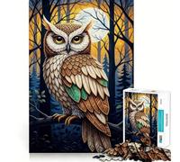 Puzzle "Gufo nella foresta di notte" per ragazzi, 1000 pezzi, stimola la memoria, gioco da interno, immagine da assemblare, regalo per le vacanze (50x75cm)