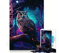 Puzzle "Gufo nella foresta notturna" per ragazzi, 1000 pezzi, gioco di intelligenza, divertimento al chiuso, taglio di qualità, regalo creativo (38x52cm)