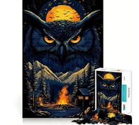 Puzzle "Gufo nella notte" da 1000 pezzi, gioco di abilità mentale, rilassante, taglio di precisione, pezzo da collezione (38x26cm)