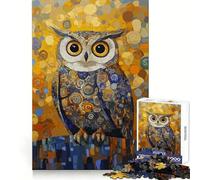 Puzzle "Gufo nello stile di Gustav Klimt" per ragazzi, 1000 pezzi, gioco di logica stimolante, silenzioso, con bordi netti, regalo elegante (38x52cm)