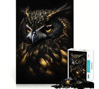 Puzzle Gufo Nero Oro per Ragazzi 1000 Pezzi Gioco di Ragionamento e Abilità Rilassante Taglio Preciso Regalo di Babbo Natale (38x26cm)