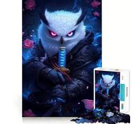 Puzzle Gufo Samurai Animale 1000 Pezzi Gioco di Sviluppo Mentale Gioco Rilassante Taglio di Precisione Pezzo da Collezione Artistico (50x75cm)