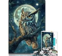 Puzzle Gufo sotto la luna per adolescenti 1000 puzzle, aiuta il cervello ad allenarsi, giocattoli avvincenti per coltivare la pazienza, gioco di sfida unico 38x26cm