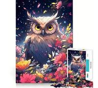 Puzzle "Gufo tra i fiori di notte" da 1000 pezzi per ragazzi, stimolante per la mente, divertimento per tutta la famiglia, bordi precisi, regalo memorabile (38x52cm)